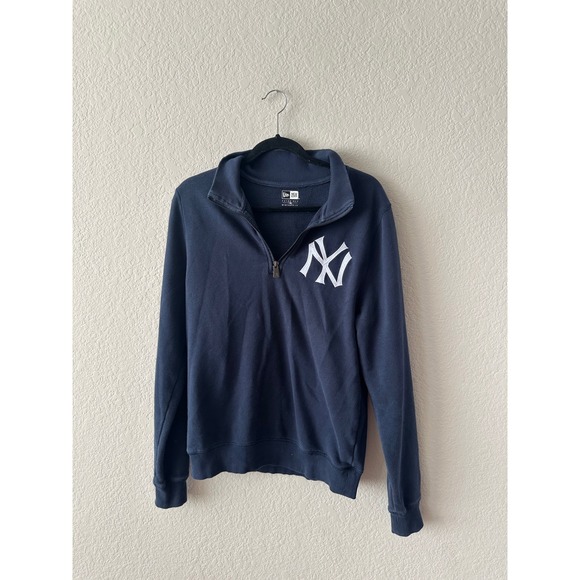 New Era NY Yankees Pullover Sweatshirt Womens Small Blue MLB Half Zip - Picture 1 of 3
